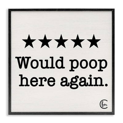 «Will Poop Here Again» par Penny Lane, impression d'art textuel sur cadre flottant