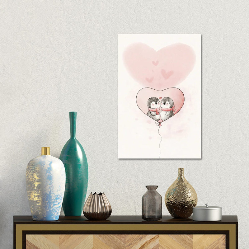 Penguin In Love by Xuan Thai - Gallery-Wrapped Canvas Giclée on Canvas, 45.72 cm H x  30.48 cm W  x  1.905 cm D