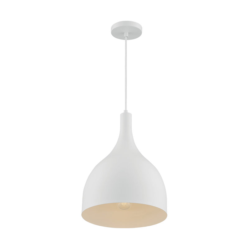 Luminaire suspendu en forme de goutte à 1 lumière Bellingham, Blanc mat, H 16,38 po x l 12 po x P 12 po