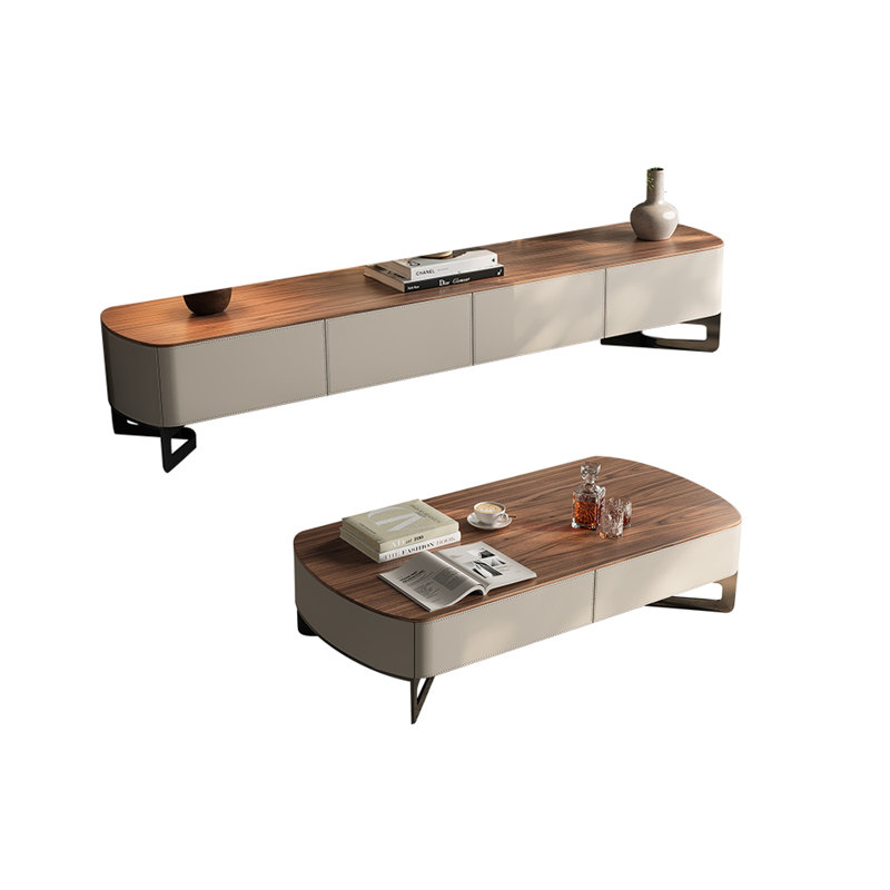 Combinaison de table basse et de meuble télé de style italien, Brun