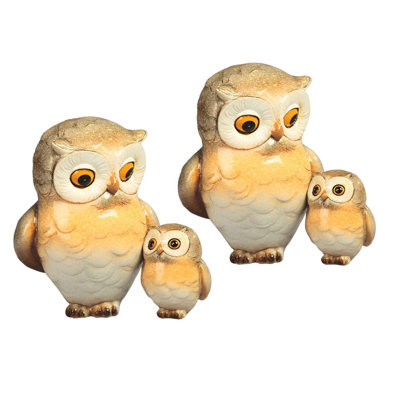 "2-PC Set" ICE ARMOR 5.25"H Owl with Baby Figurine Figurine Statue Ornament Home/Room Decor and Perfect Gift Ideas for House Warming, Holidays and Birthdays Great Collectible Addition