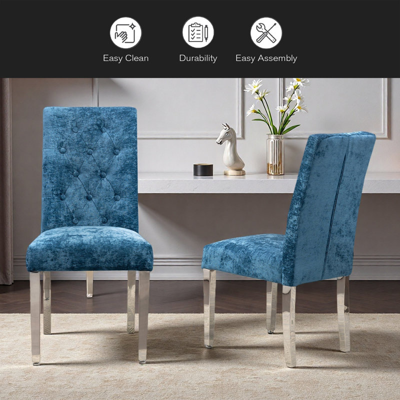Ensemble de 2 chaises de salle à manger modernes, pieds robustes en acier inoxydable et ressorts en forme de S - Support ergonomique pour la salle à manger, la cuisine et le bureau