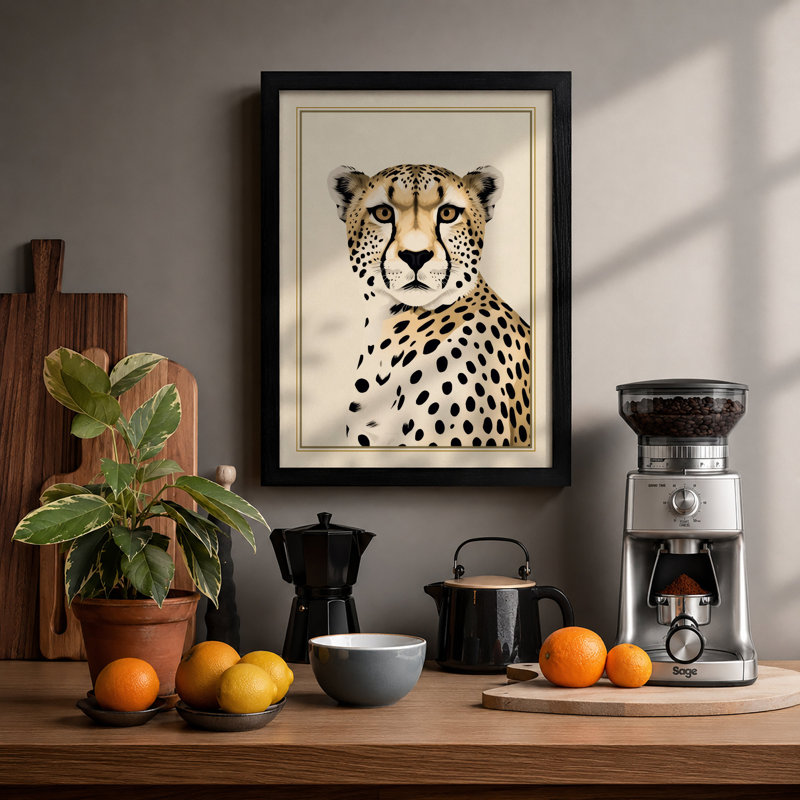 Cheetah Portrait Minimalist - Print, Black, A3 - 42.0 x 29.7 cm