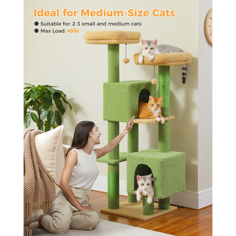 52.4" Green Cat Tree Tower with Flower Perches and Condos
