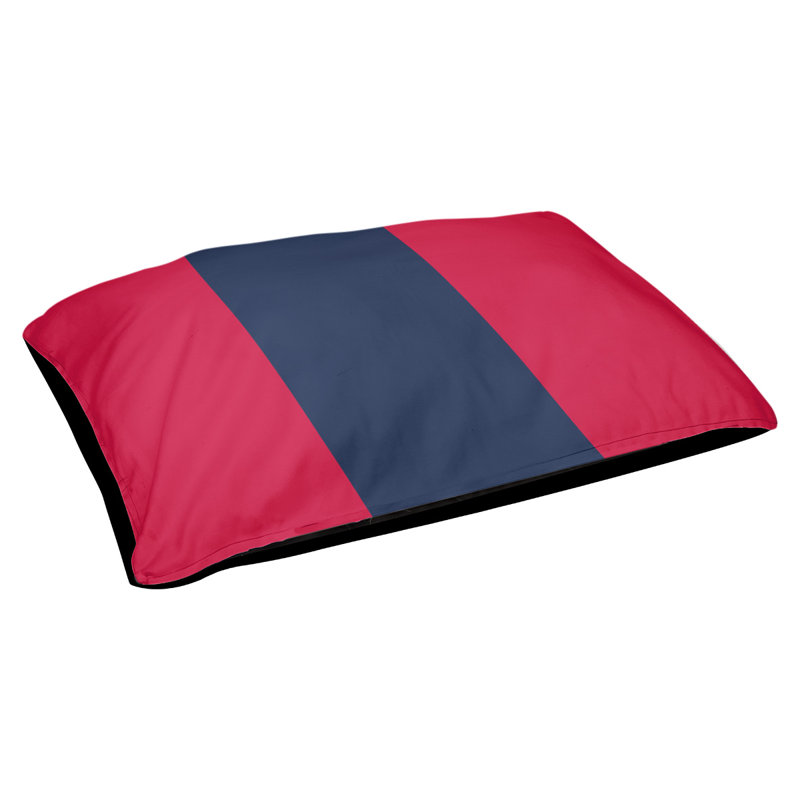 Coussin rectangulaire designer Atlanta, Grand (L 40 po x l 50 po), Rouge écarlate / bleu marine / rouge écarlate
