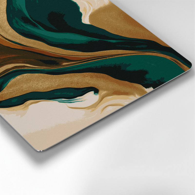 Art mural abstrait en métal vert 69, H 24 po x l 36 po