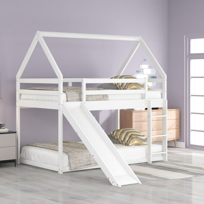 Lit simple superposé avec glissade et échelle sans sommier