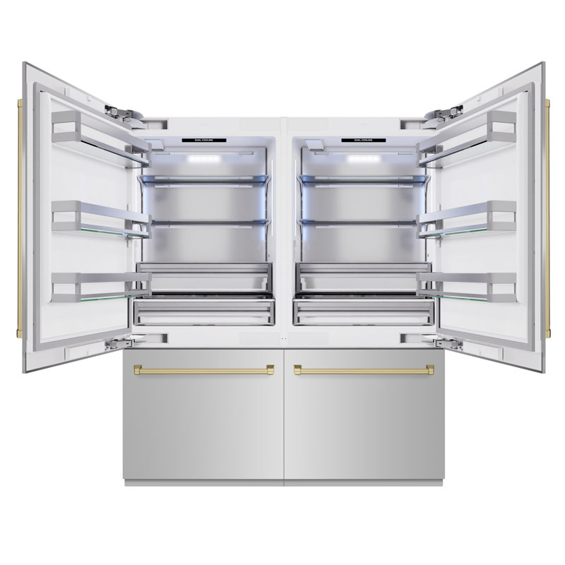 ZLINE Autograph 72 in. Built-In Refrigerator in Stainless Steel w/ Gold Accents