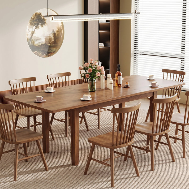 Grande table de salle à manger extensible 71 "à 106,6" pour 6 à 8 personnes, Noyer foncé