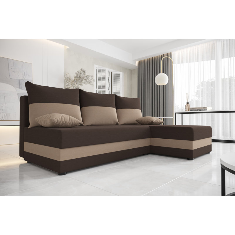 Sidhi 3 Seater Corner Sofa , Brown/Beige, Right Hand Facing