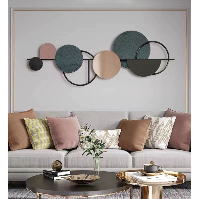 Suspension murale tridimensionnelle de luxe en métal, 22.05" H x 59.06" W x 3.94" D