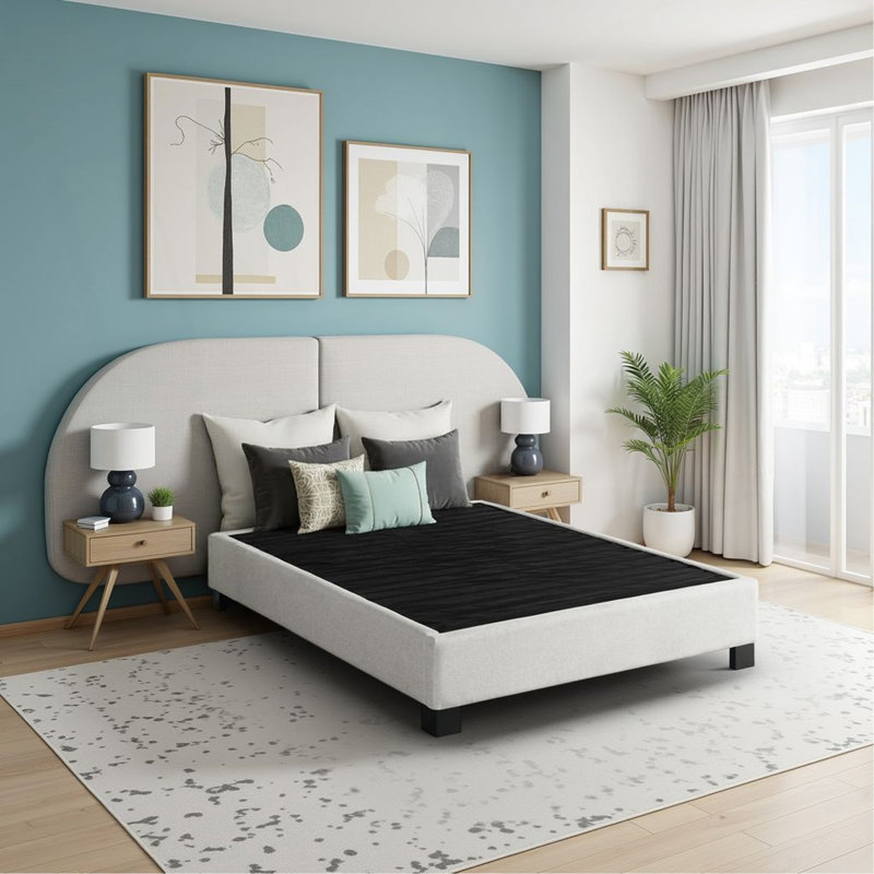 Base de lit tapissier Modern Contempo, Beige, Grand lit