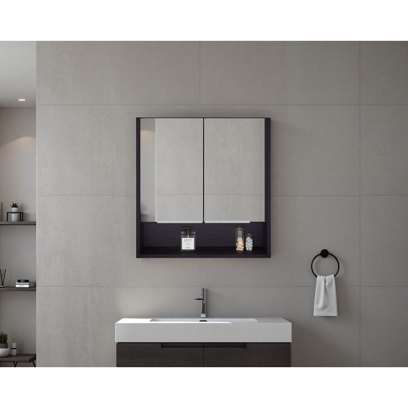  Armoire de salle de bain à miroir avec rangement ouvert Jaspe 24 po - Wengé, Wengé noir
