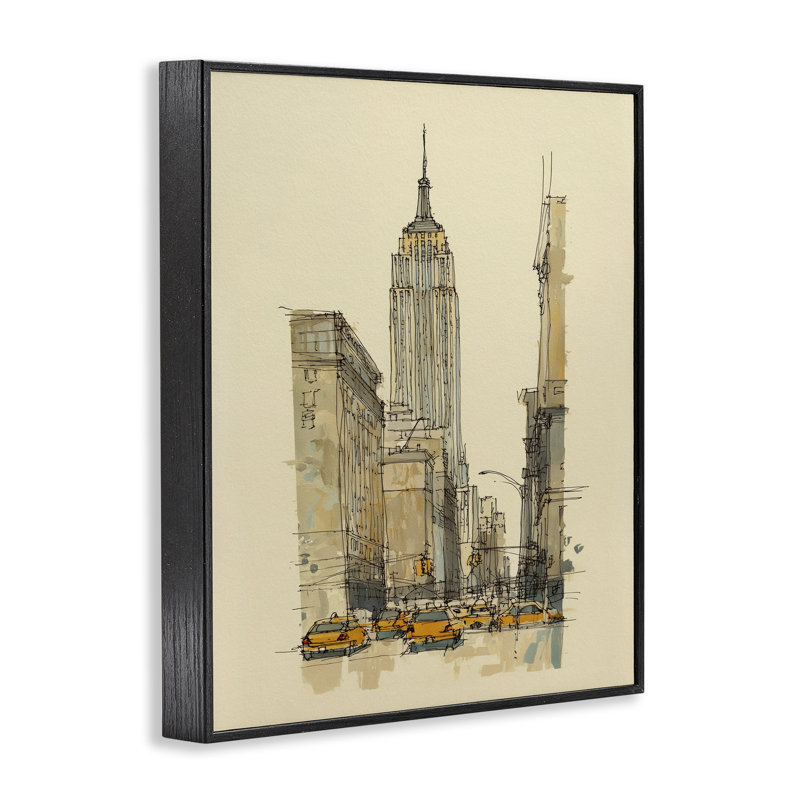 Estampe numérique NY City Lines, design par Svetlana Aleynikova, H 30 po x l 24 po, Midnight Black Framed Giclee