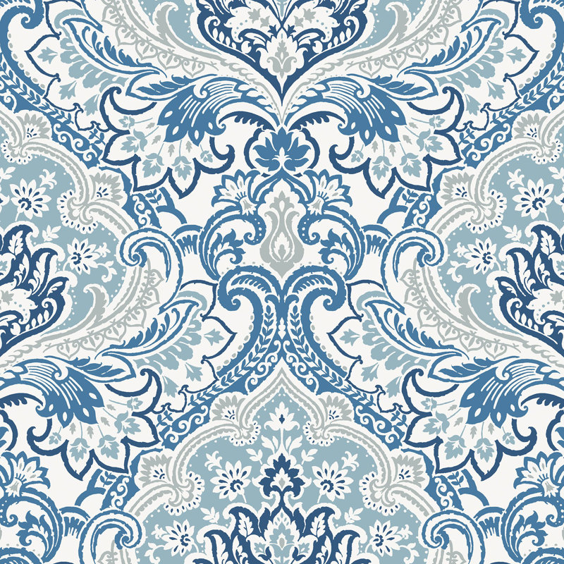 Cecili 8.23m x 68.58cm Matte Wallpaper Roll, Blue
