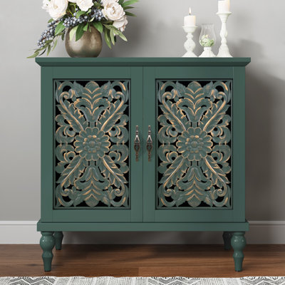 Armoire vintage avec tablettes réglables, buffet avec creux sculpté