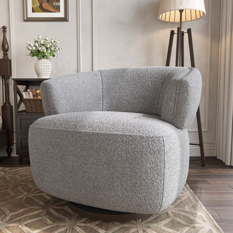 Fauteuil demi-tonneau, fauteuil de lecture rembourré, fauteuil d'appoint avec base à 360 degrés