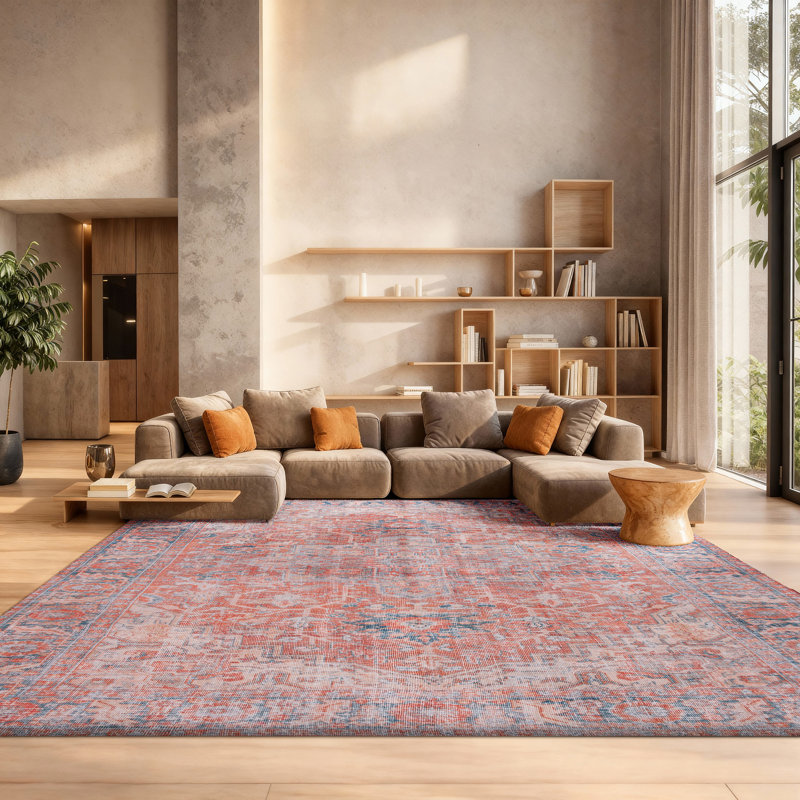 Tapis oriental rouille / bleu marine, Rectangle 8 pi x 10 pi
