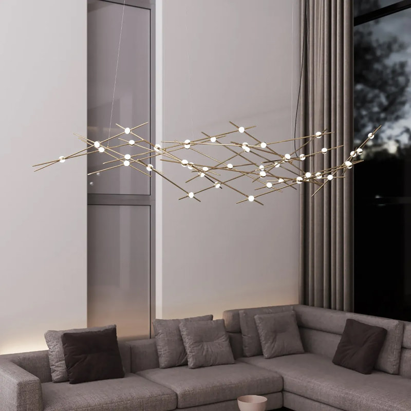 Constellation 44 - Light LED Chandelier, Clear, Satin Brass, 2700K