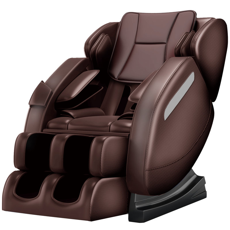 Fauteuil de massage inclinable chauffant en similicuir, Similicuir brun