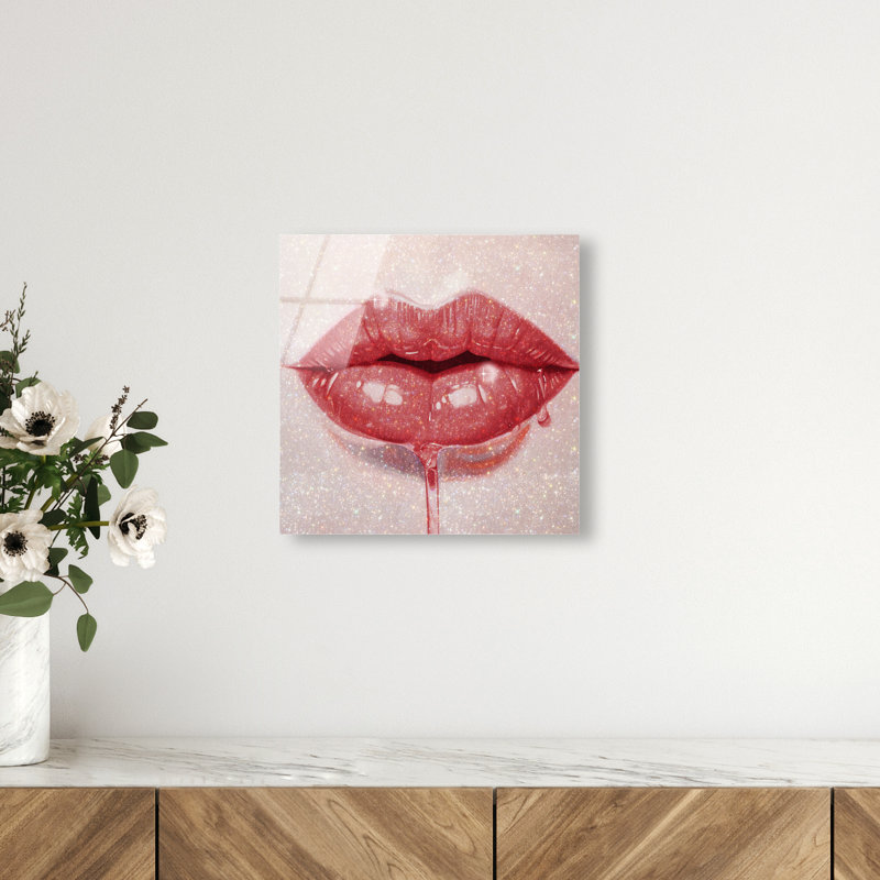 Lux Kiss Burnt Canvas Fashion Print by Oliver Gal, 12"H x 12"W, High-Gloss Acrylic Print