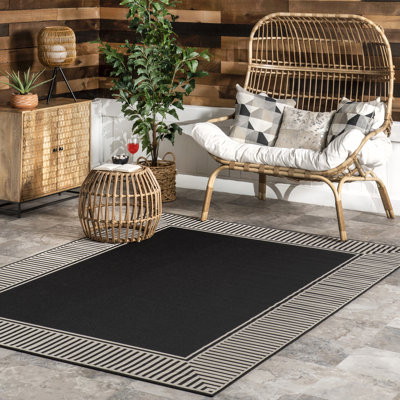Tapis d'intérieur / extérieur brun clair tissé à la machine Alegre