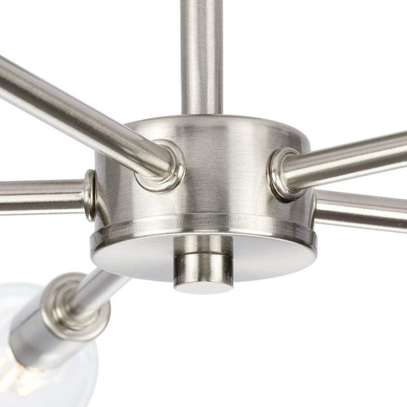 Plafonnier semi-encastré moderne 5 lumières Azaliyah, Nickel brossé