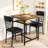 3-Piece Square Dining Table Set, Retro Farmhouse Style Small Kitchen Table And Chairs Set With MDF Table Top And Metal Frame, Space-Saving Bar Table Set For 2 With Wine Rack, For Small Space, Dining Room, Apartment-1363896037