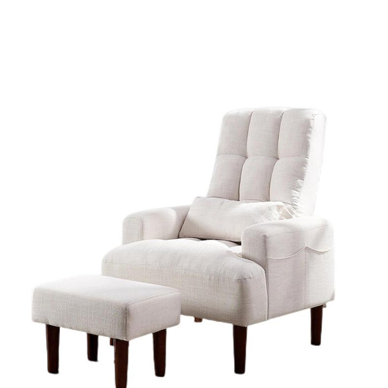 Fauteuil inclinable en tissu doux blanc crème pour le salon, salle de loisirs ergonomique blanche et apaisante