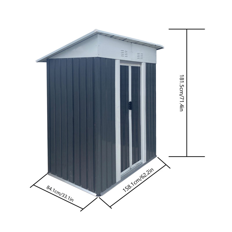 Outdoor Storage Sheds, Green, 72.5" H x 45.7" W x 74.7" D