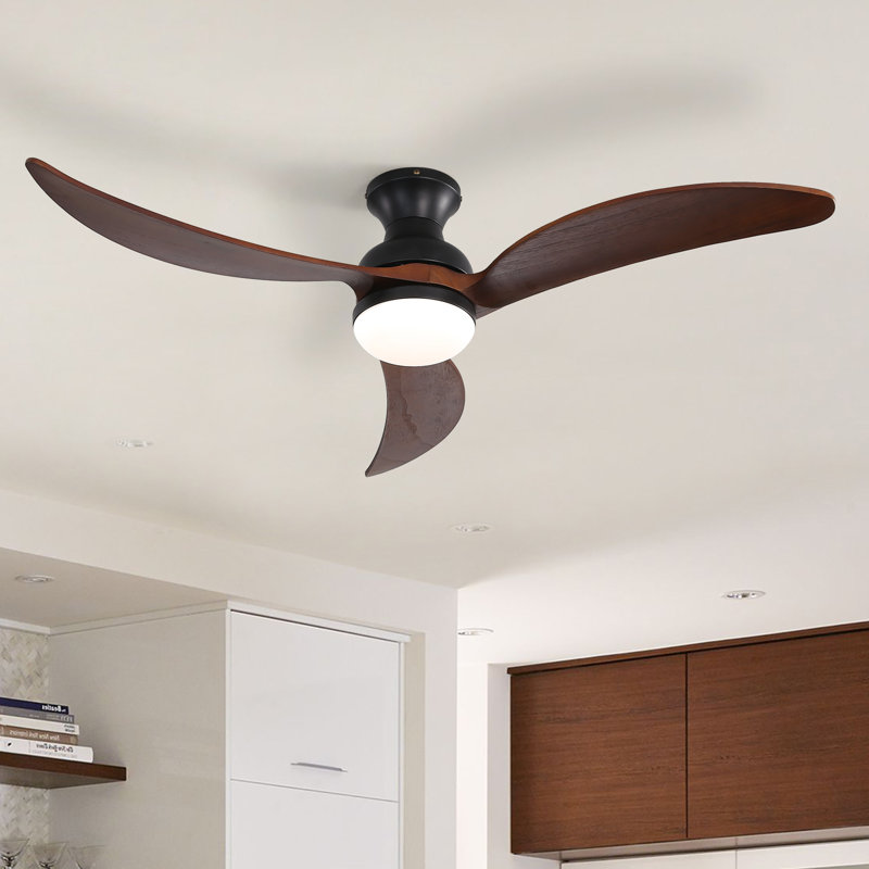 Nicola 52" 3 - Blade LED Standard Ceiling Fan with Remote Control and Light Kit Included, Black/Brown