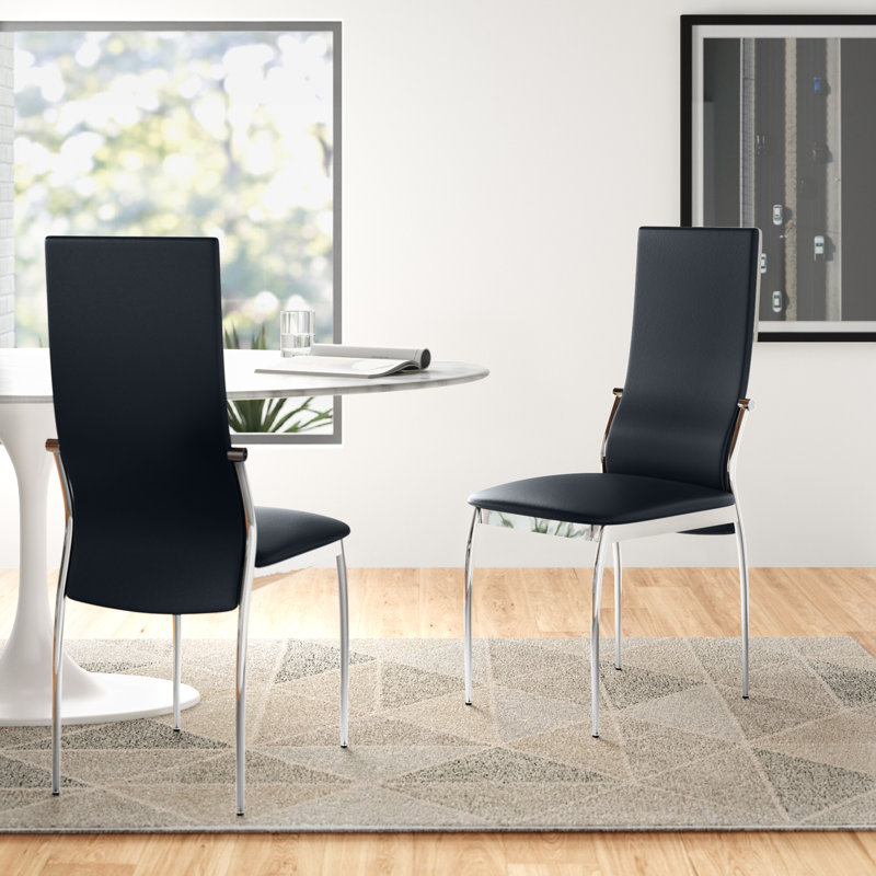 Chaise rembourrée Coetta, Noir / argent