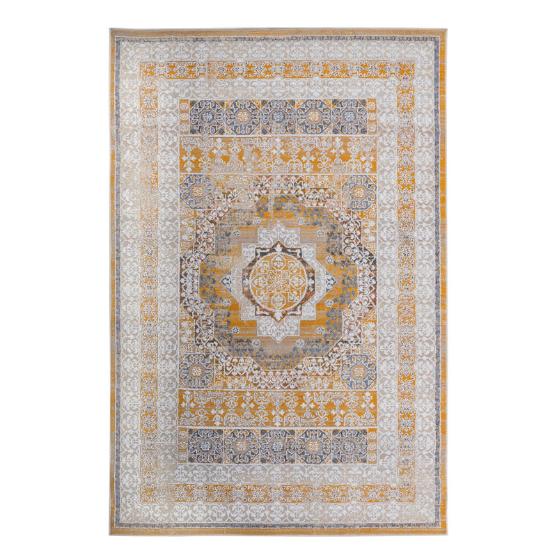 Collection Ivory /Medallion Non-Shedding Living Room Bedroom Dining Home Office Stylish And Stain Resistant Area Rug