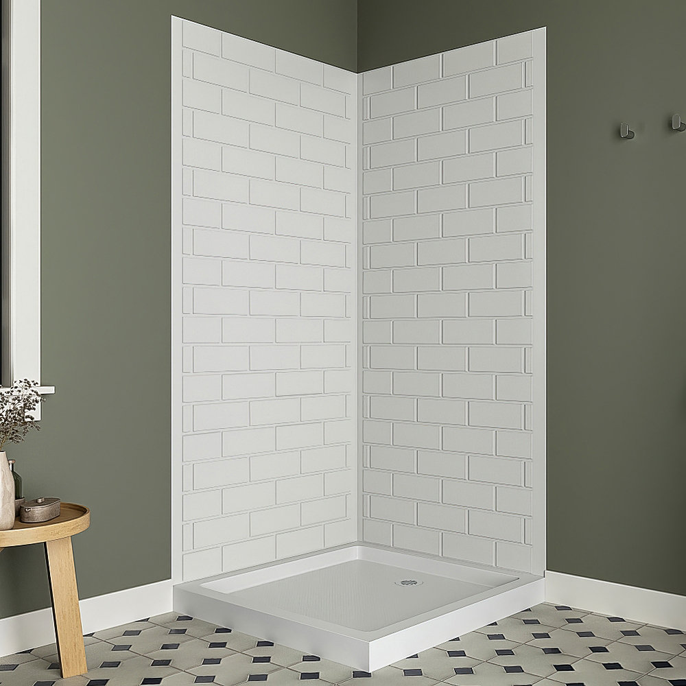 Streamline Bath Streamline 2-Piece Glue-Up Corner Shower Wall Surround ...
