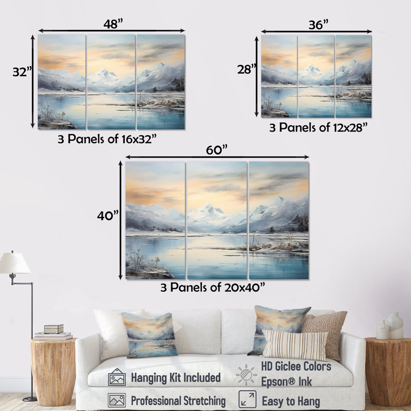 Glacier Sunrise In Alaska I - ensemble d'art sur toile Glacier, Toile tendue, H 28 po x l 36 po x P 1 po