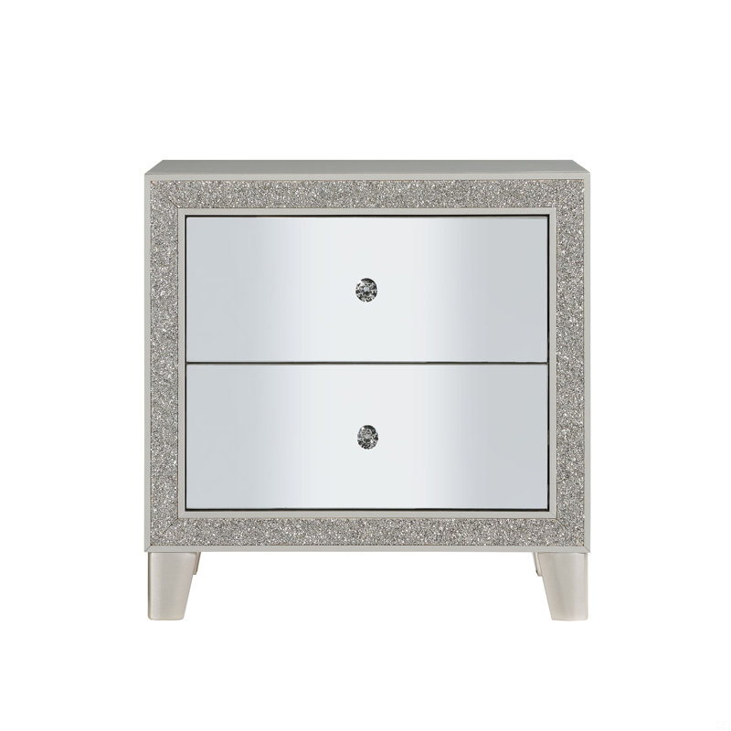 Table de chevet 1Pc avec 2 tiroirs en miroir