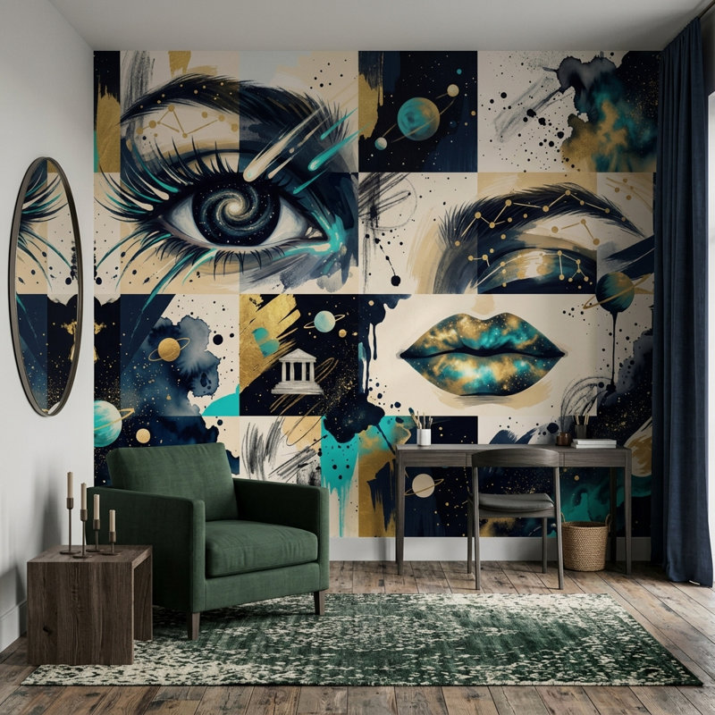 Décoration murale amovible Galaxy, Non tissé, 160 po x 108 po