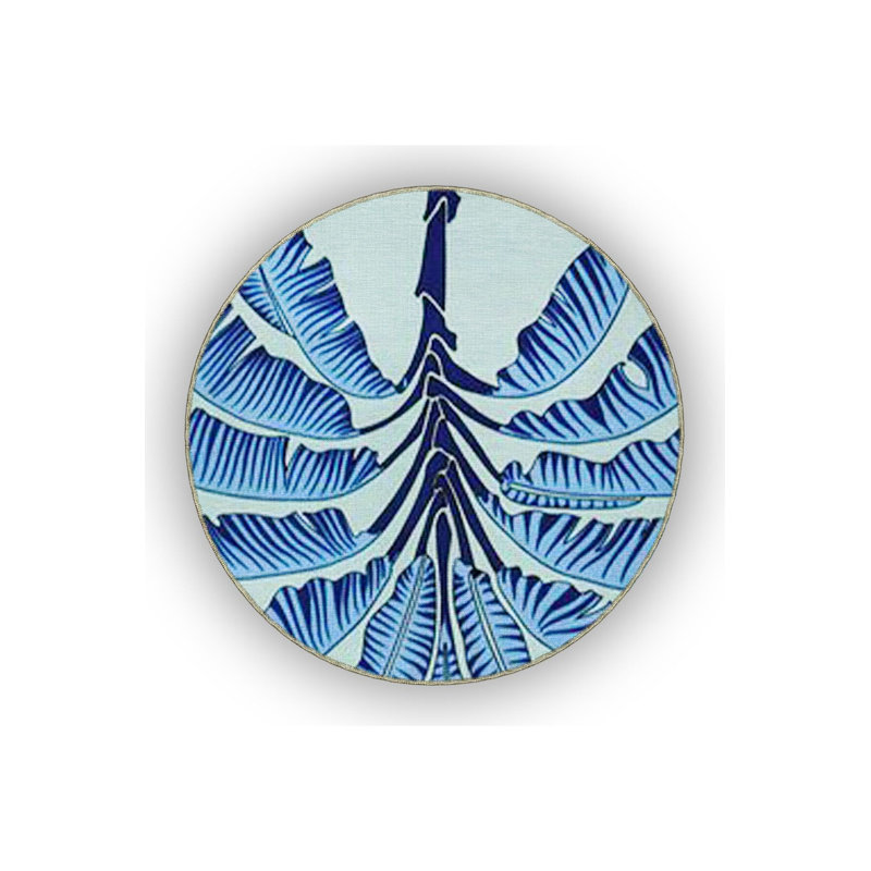 Tapis bleu lavable décoratif à motif palmier bleu, Tapis de couloir 3 pi 3 po x 6 pi 7 po inclus