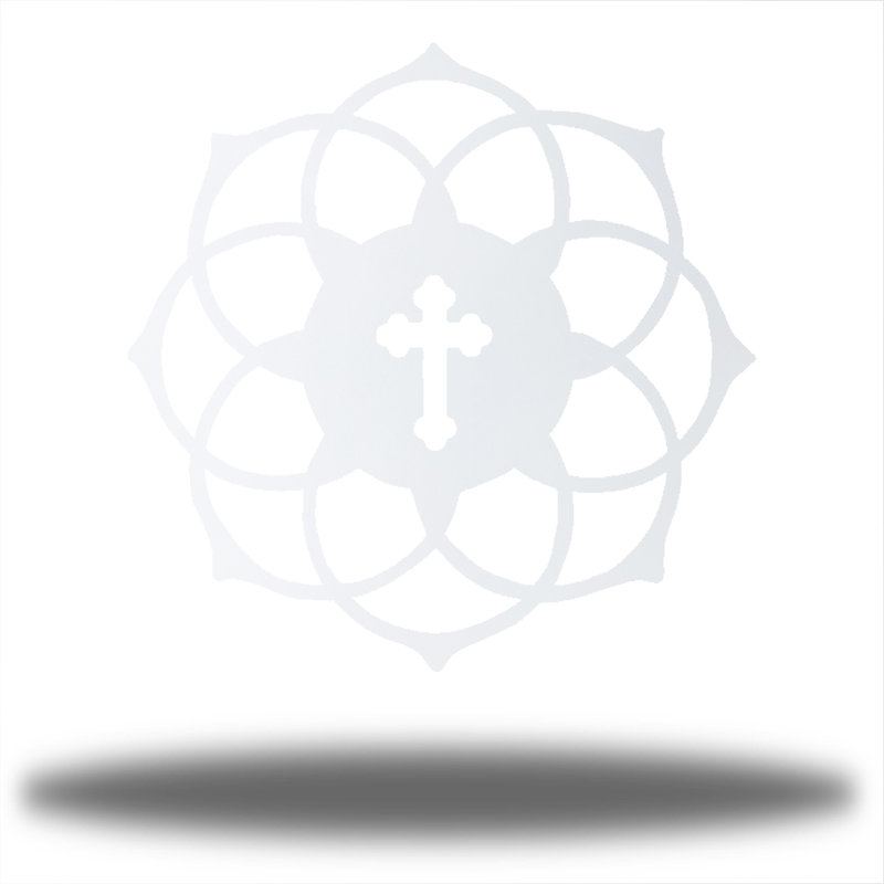 Décoration murale croix de mandala, Blanc, H 36 po x l 36 po x P 0,06 po