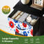 4 Drawer Vertical Storage Dresser Red Blue Floral Stars Hand Drawn Design with Wood Top Fabric Pull Drawers