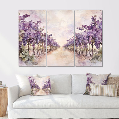 Lavande Vineyard In California II - ensemble d'art mural vignoble