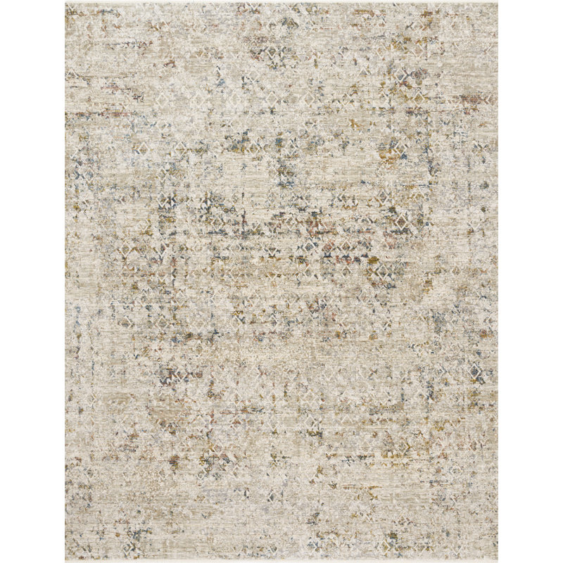 Tapis beige à motif géométrique Fuhrman, Rectangle 6 pi 7 po x 9 pi 6 po