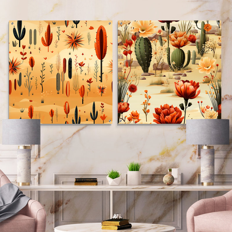 Katie - Ensemble de 2 art mural en verre acrylique, H 36 po x l 73 po
