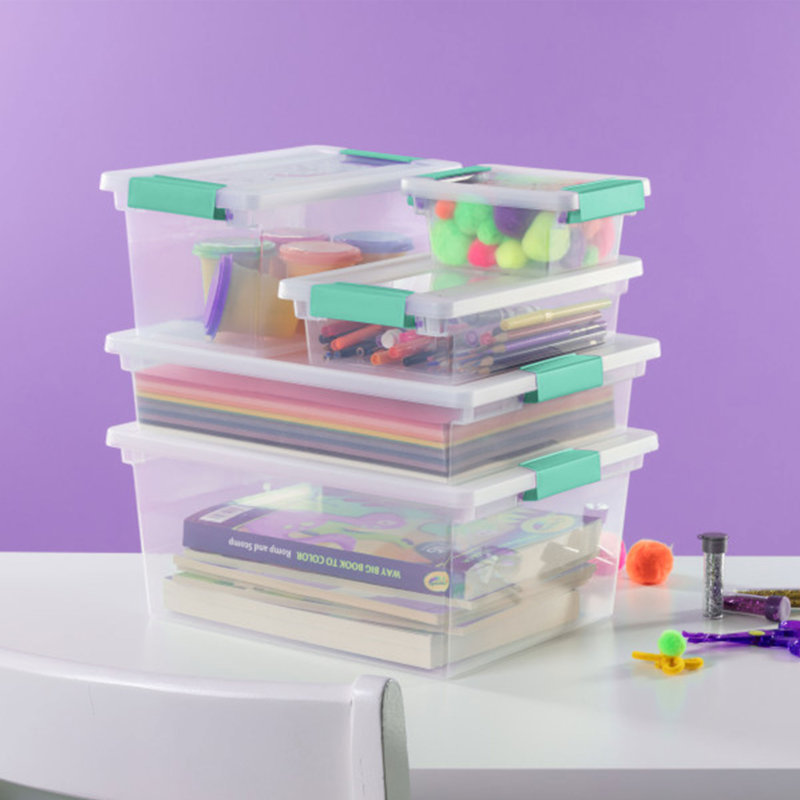 Sterilite Medium Clip Box Clear Home Storage Tote Container with Lid, 12-Pack, Mini
