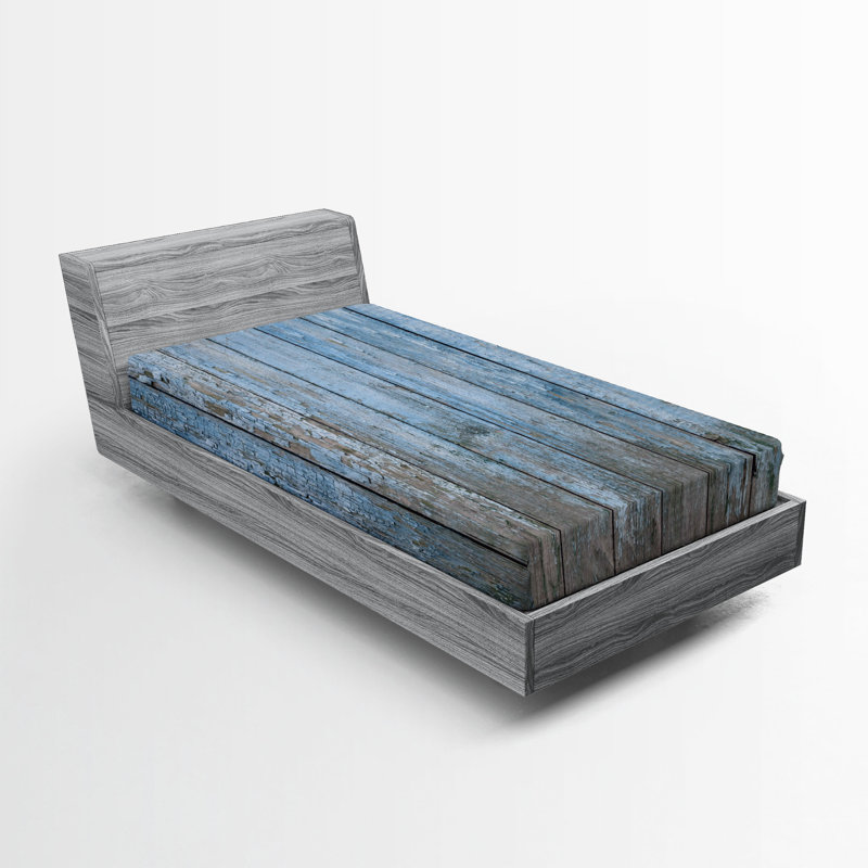 Ensemble de 2 draps-housse dégradés Ambesonne bleu sarcelle très clair bleu pâle et blanc, Drap-housse pour lit simple TG
