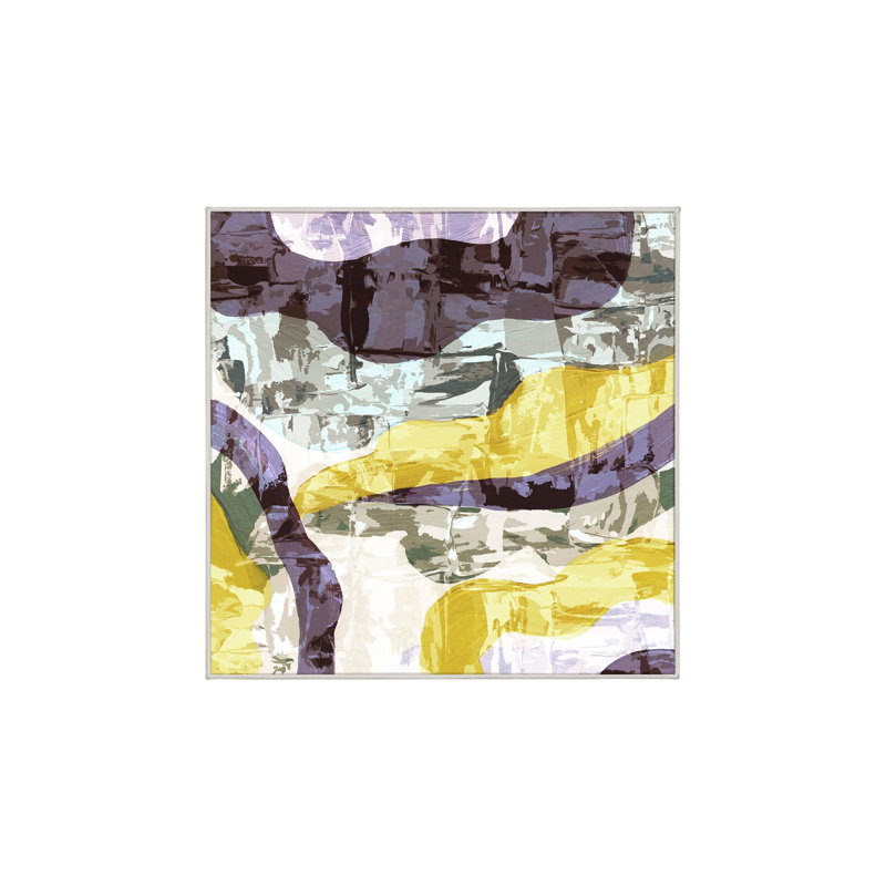 Tapis bleu / jaune en chenille / polyester tissé à la main Thorold, Carré 3 pi