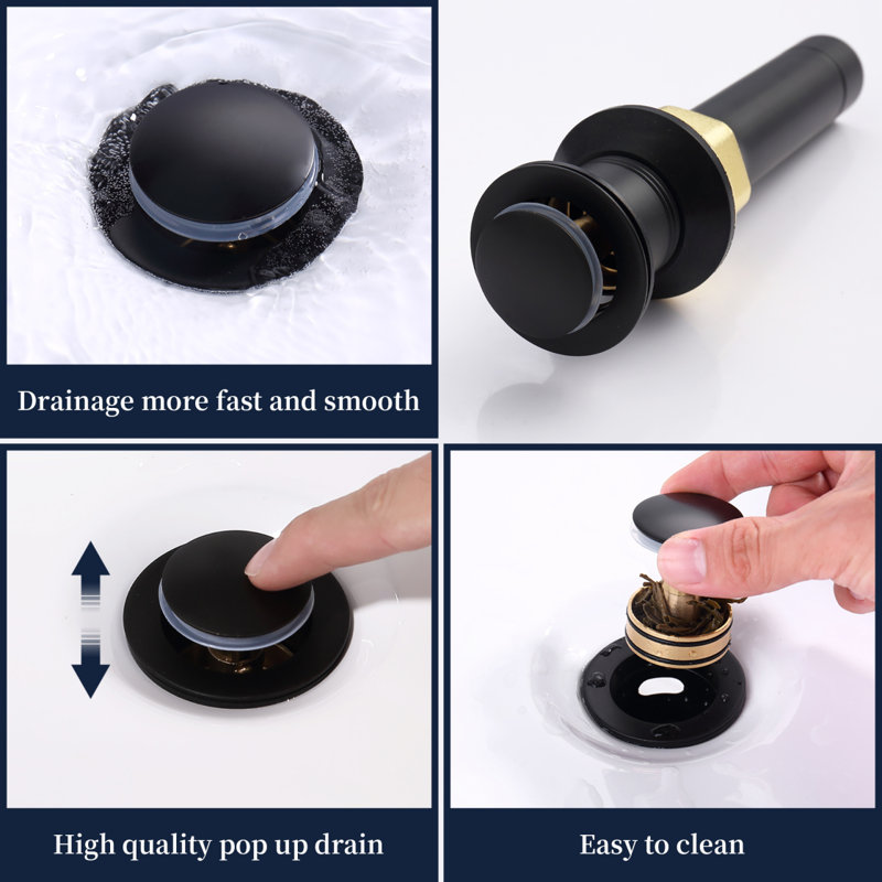 Robinet de salle de bain à 2 poignées et robinet de meuble-lavabo noir mat 4 pouces avec drain escamotable et tuyaux d'alimentation