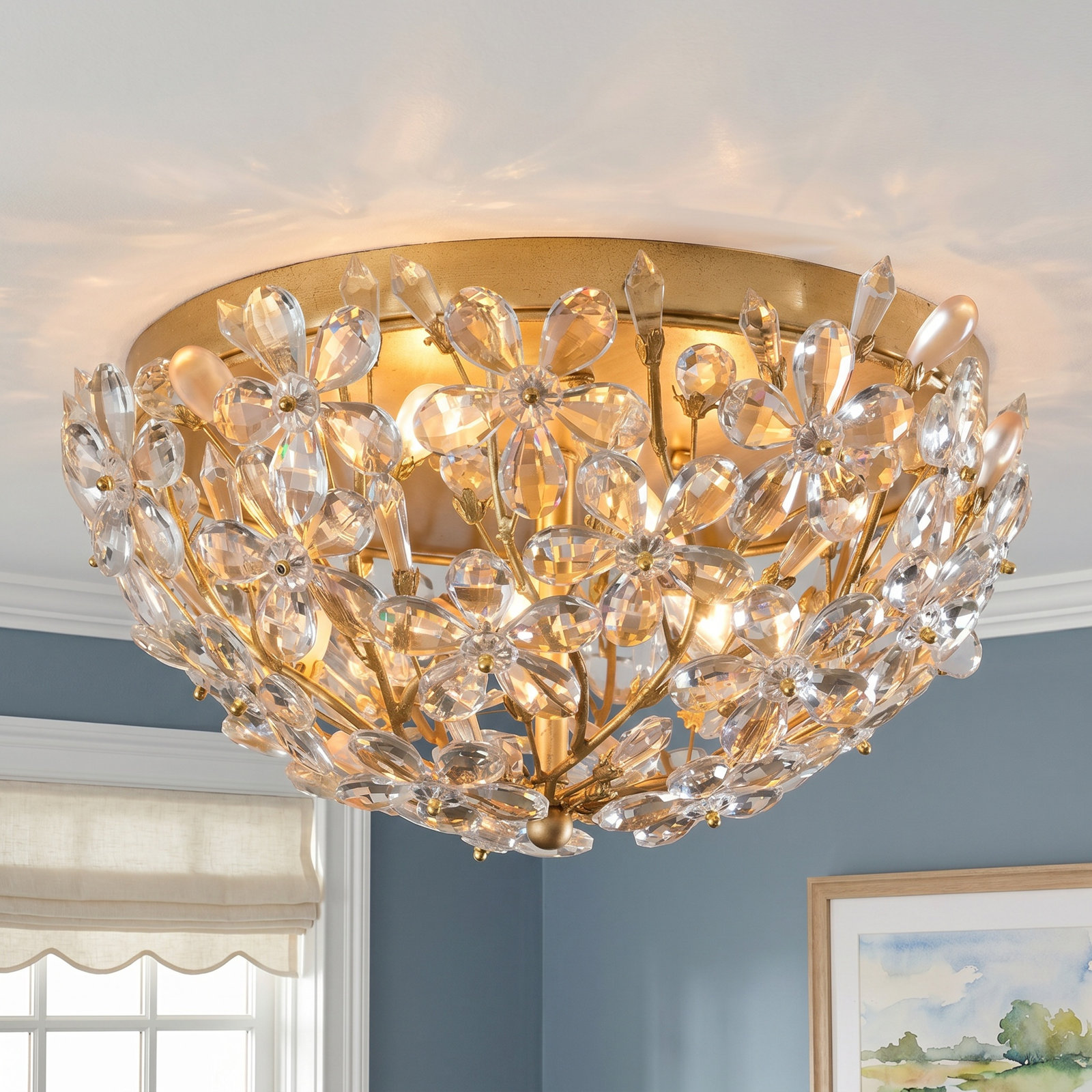 Cheshire Flush Mount, Gold Leaf