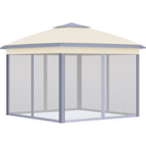 Tente escamotable avec abri de jardin 11 pi x 11 pi. Abat-jour de 121 pieds carrés, beige Installation rapide et pratique pour l'extérieur, le jardin et le patio. Tente allongée Eaves Assemblage simple