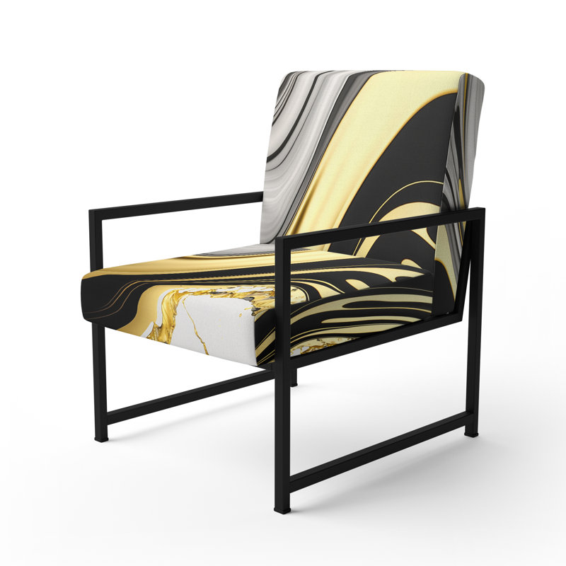 Cullivan - Fauteuil d'appoint rembourré en marbre, Noir, noir, noir, noir